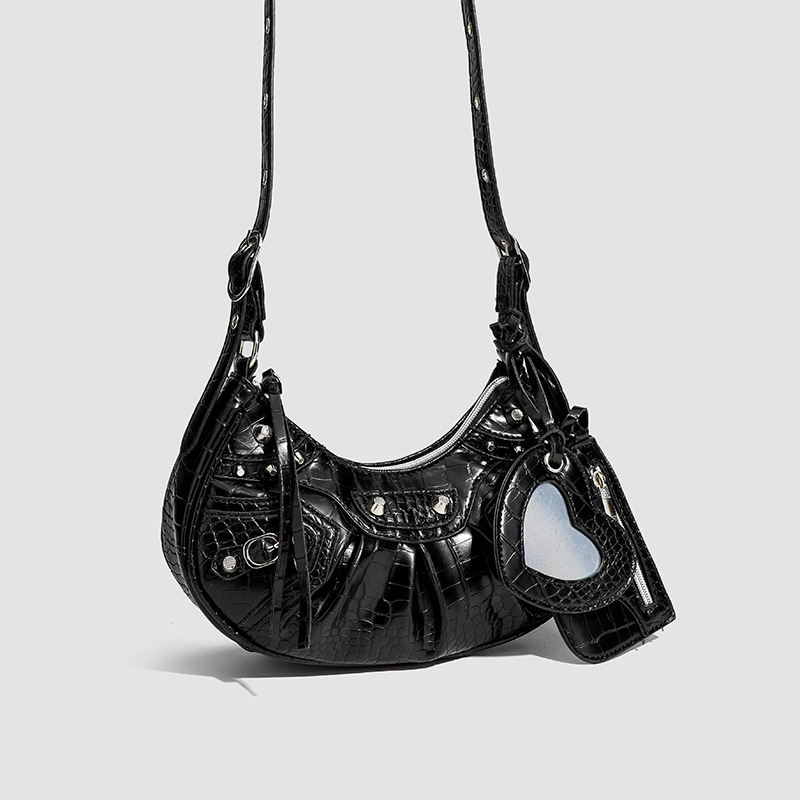 2026 New Niche Design Studded Spicy Girl Style Underarm Bag Versatile 3-In-1 Handbag Shoulder Crossbody Crescent Bag - Thumbnail 2