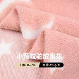 290g驼绒印花星空冬季小颗粒服装外套面料秋冬家居服布料柯桥批发