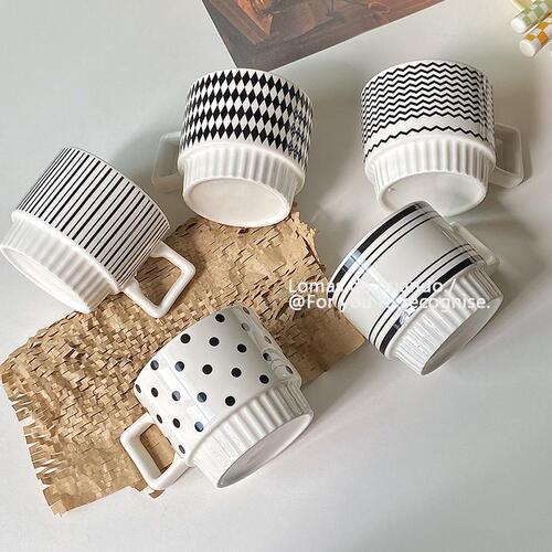 ins style mug breakfast coffee ceramic simple Hepburn style office niche cup milk cup coffee cup