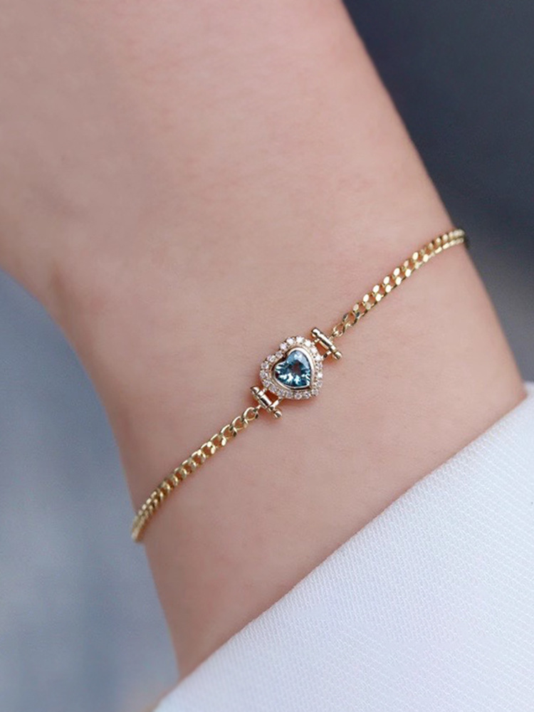 1 Piece 925 Sterling Silver Heart Shape 925 Sterling Silver Cuban Link Chain Curb Chain Bracelets display picture 9