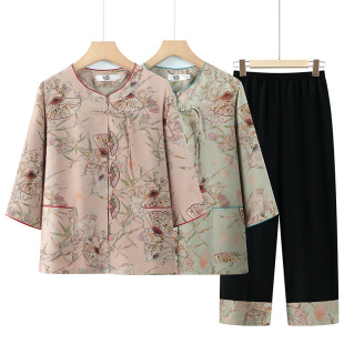 Summer Clothes for the Elderly, Grandma Suits, 60 and 70 Years Old, Fashionable and Stylish Mothers, Summer Two-Piece Suits, 80-Year-Old Women's Clothes