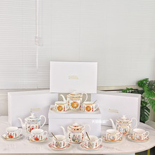 D家欧式复古骨瓷太阳星星咖啡杯茶壶闺蜜新婚套装茶具对杯伴手礼
