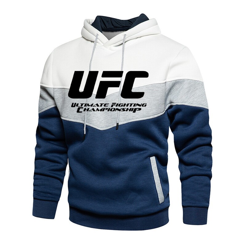 2024 New European and American Men's Color Matching Contrast Color Ufc Printed Fashion Sweatshirts for Men and Women Autumn and Winter Casual Sports Tops