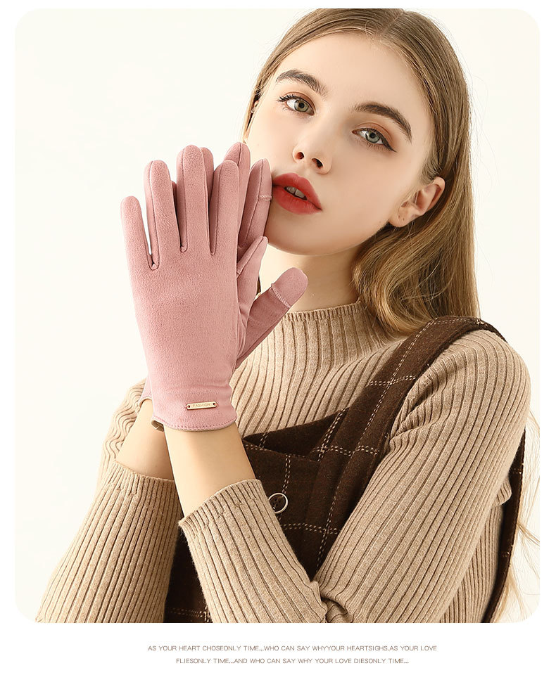 Warm Women's Gloves Touch Screen Windproof Velvet Cycling Mittens_voghion.com