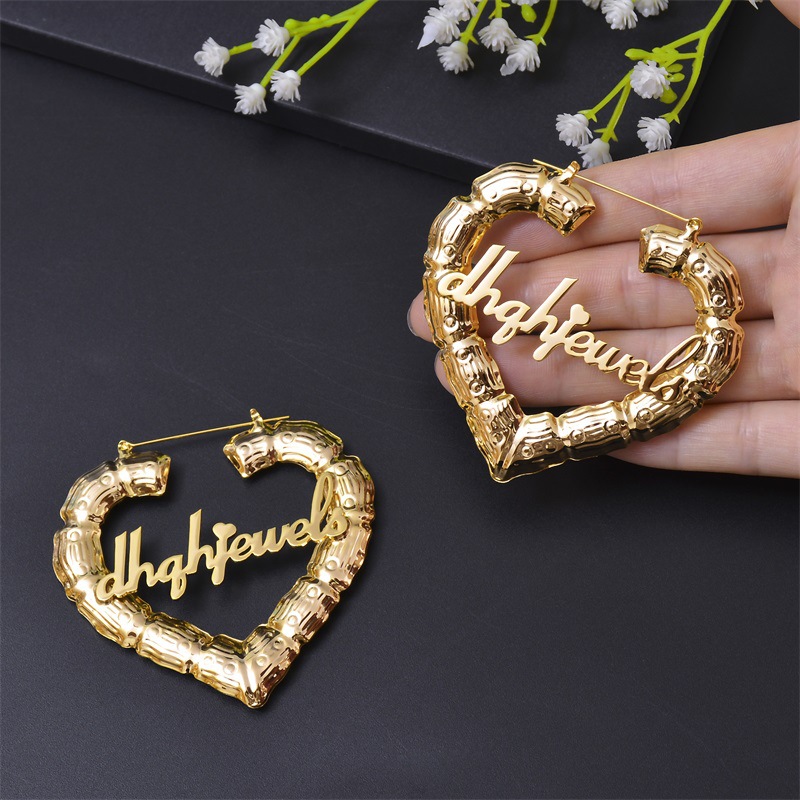 1 Pair Fashion Letter Stainless Steel Plating Hoop Earrings display picture 4