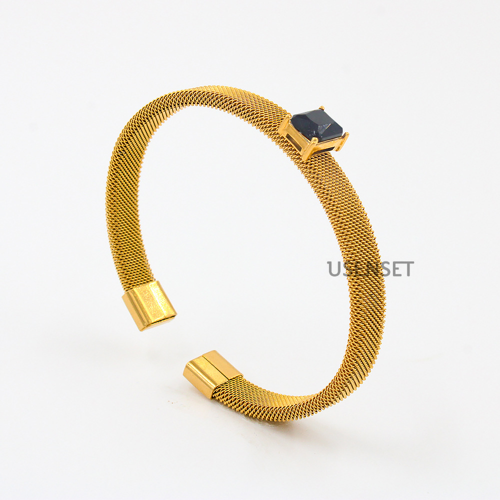 Simple Style Geometric Stainless Steel Inlay Zircon Bangle 1 Piece