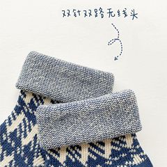 2024兒童襪子秋冬雙針零線頭中筒襪秋款復古風中筒襪男童襪子批發
