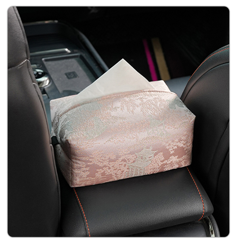 2026 New Product: Car-mounted tissue box with a high-end feel, hanging tissue box for cars, new Chinese-style tissue hanging bag for vehicles