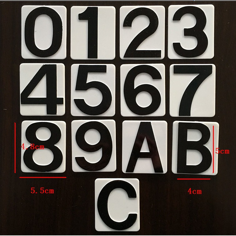 宁波厂家批发   背胶自粘数字牌    塑料黑色i烫金号码牌