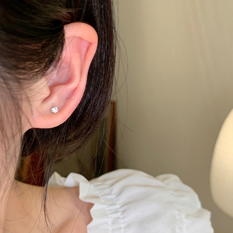 S999 スターリングシルバー ジルコン イヤリング 6点セット 睡眠用 イヤリング 取り外し不要 レディース 高級イヤリング|undefined