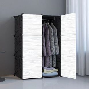 Wardrobe Simple Assembly Home Bedroom Cloth Wardrobe Rental House Kidsren's Storage Cabinet Hanging Clothes Imitation Real Silver