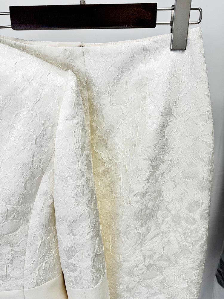 Jacquard Stitching Blazer with Skirt Long Skirt Two Piece Set