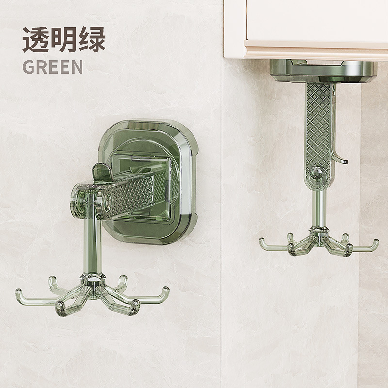 Hoje en casa ventosa seis garras rotatoria gancho de cocina sin perforación pared colgante multifuncional gabinete de baño pared colgante estante de almacenamiento image 6