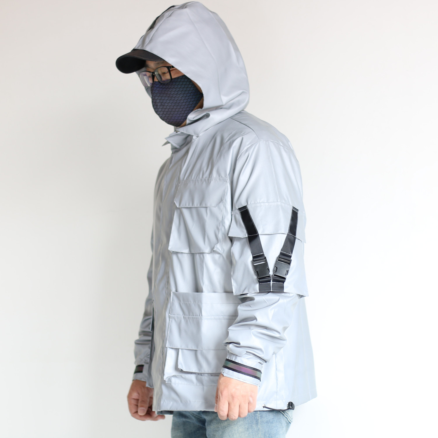 Männerkleeder Robust Reflexjacke fir Männer Outdoor Taktesch Aarbechtskleedung Multi-Taschen-Kapuzejacke Männerkleeder_voghion.com