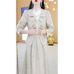 气质阔太太半身裙两件套女2025春秋新款修身遮肉裙套装女