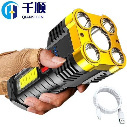 Cross-border five-core explosive flashlight strong light rechargeable super bright small special forces outdoor multi-function led long-beam light