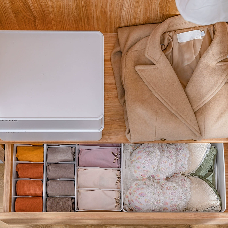 Underwear storage box — plastic organizer for socks and bras, divided drawer insert