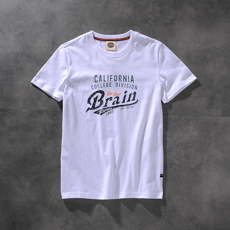 Air-rainbow American click retro do old water wash wool print men's round-neck short-sleeved T-shirt AR841 28