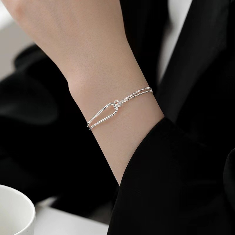925 Silver Plated Geometric Bracelet Women's Bracelet Niche Design High-end Light Luxury Girlfriend Gift Bracelet