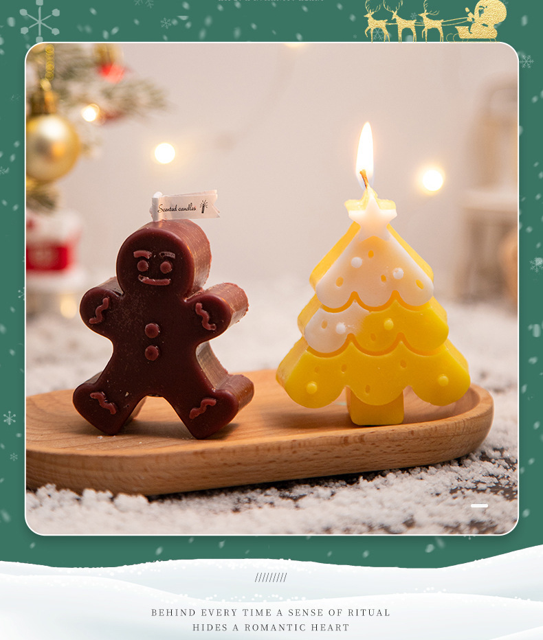 Christmas Cartoon Style Cute Christmas Tree Gingerbread Paraffin Party Festival Candle display picture 1