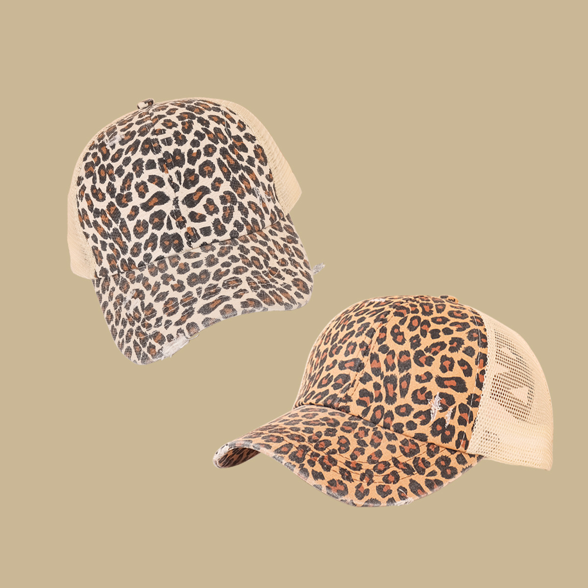 Fashion Leopard Print Breathable Mesh Baseball Cap display picture 3