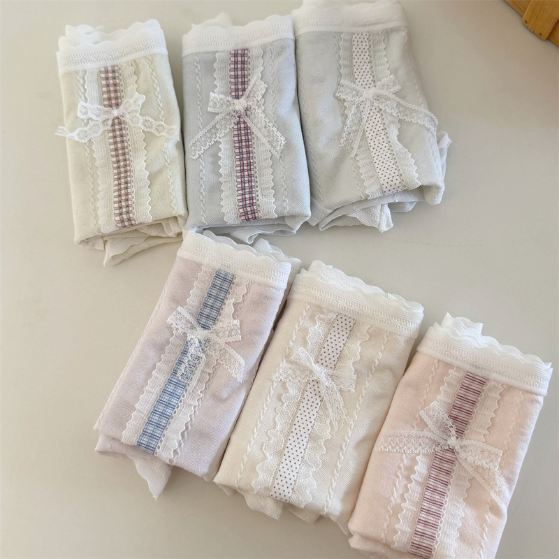 2026 New Elastic Lyocell Bowknot Plaid Women's Panties, Mid-Waist, High Elasticity, Cute Basic Style Set for Women 2026 New Elastic Lyocell Bowknot Plaid Women's Panties, Mid-Waist, High Elasticity, Cute Basic Style Set for Women