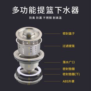 Neutral Kitchen Drain Pipe Sink Drain Pipe Accessories S304 Stainless Steel Sink Double Slot Set Changzhen