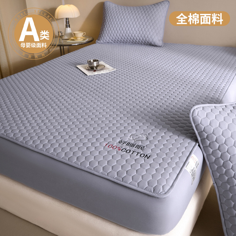Sombrilla de cama de algodón puro de 100 algodón grueso, cubierta protectora de colchón Simmons con todo incluido acolchado, cubierta de cama de sábana antideslizante