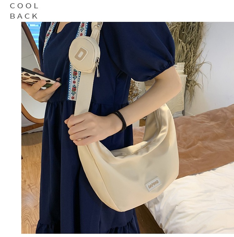 Ins-style large-capacity canvas bag, women's summer-style casual nylon waterproof single-shoulder bag, college student class crossbody bag undefined