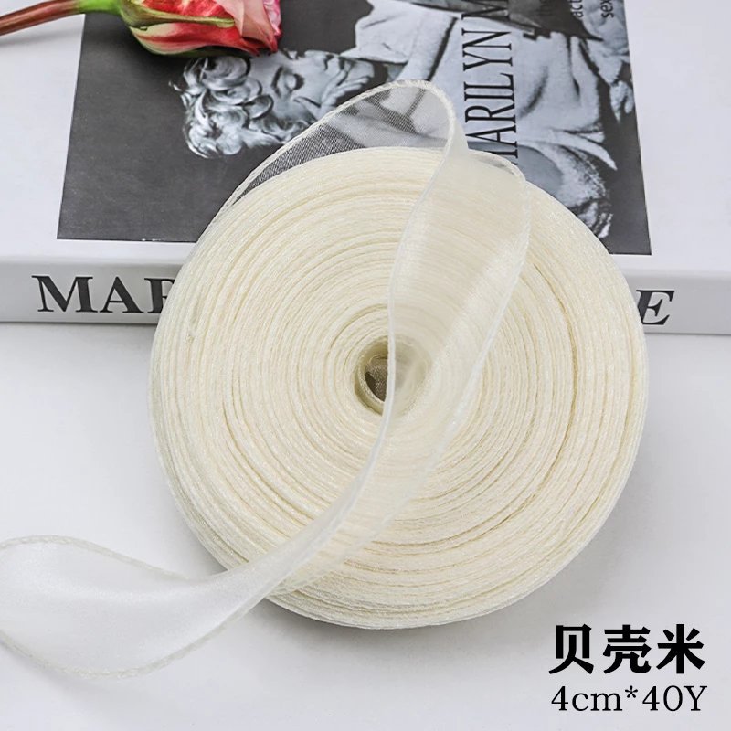 En stock al por mayor 4cm Phnom Penh fishtail hilo llano envuelto flor amplia cinta onda cinta ramo de flores material de embalaje