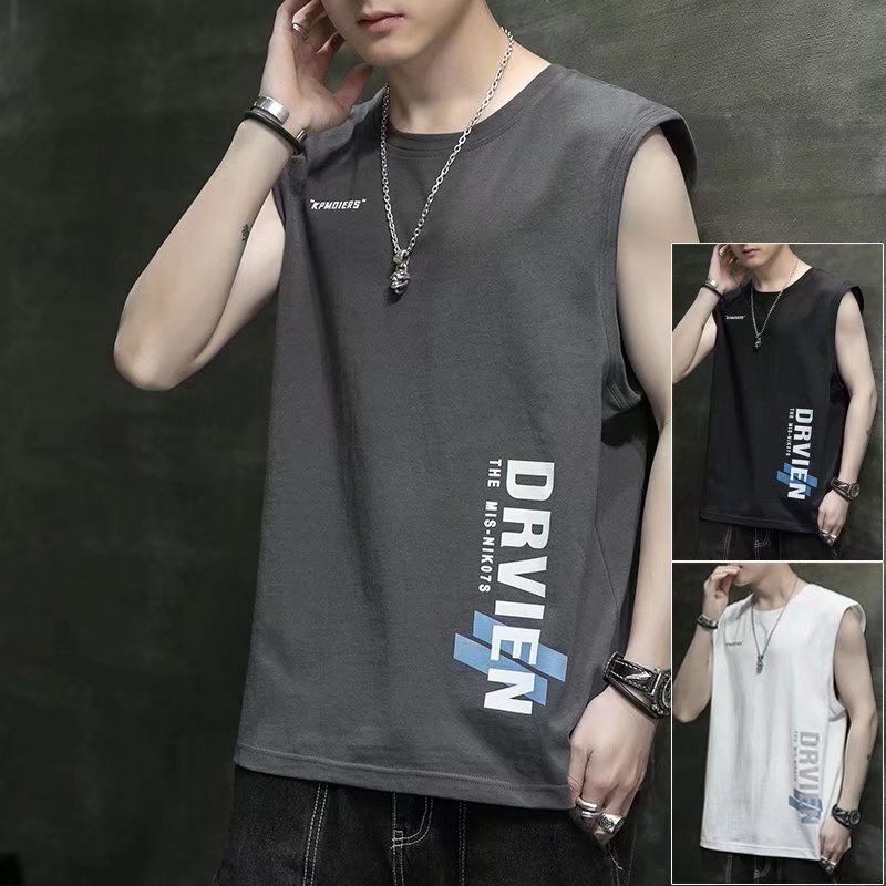Summer sleeveless T-shirt men's Korean-style trendy ins fashion brand loose waistcoat fitness sports vest top clothes undershirt