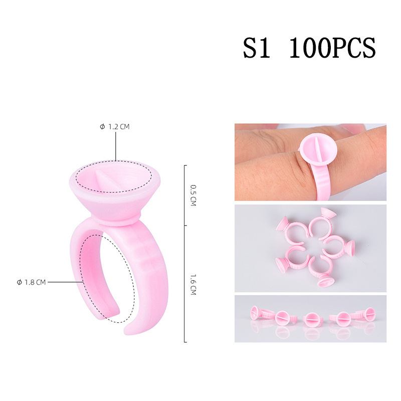 Fábrica de injerto de pestañas florecer taza de cristal dividida taza de anillo de pegamento circular en forma de corazón soporte de anillo de pegamento taza al por mayor