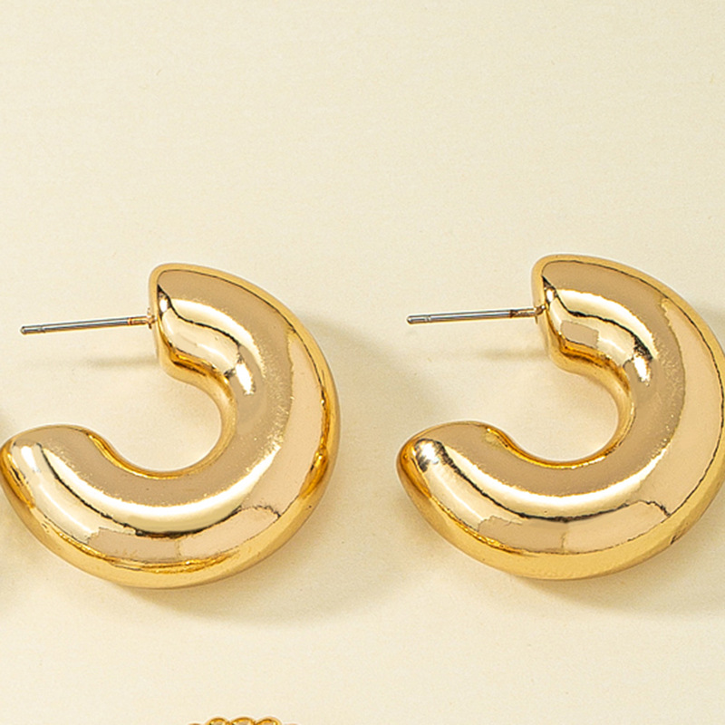 Hornbag Texture Ear Ring Earrings Women's European and American ins Niche Retro Simple Distinctive Metallic Ear Buckle Earrings