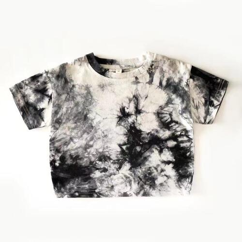 Children's Drop Shoulder Short Sleeve T-Shirt Summer Outfit Parent-Child Set Family Mother and Son Loose Fit Top