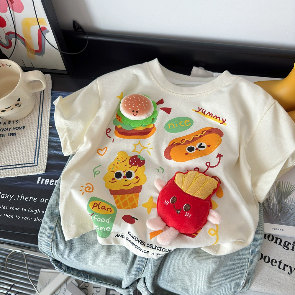 2025 летняя хлопчатобумажная футболка с короткими рукавами для родителей и детей