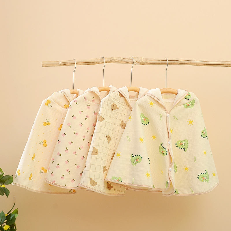 Wholesale four-layer cotton gauze children's cloak bath towel baby hooded swimming wrap for boys and girls warm bathrobe cloak