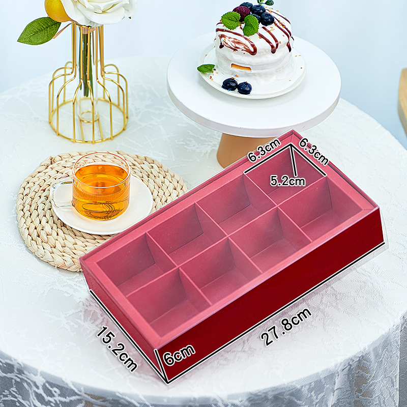 2025 nuevo 4 gránulos 6 gránulos 8 gránulos sándwich coreano caja de macarrones grasa caja de regalo transparente caja de postre horneado