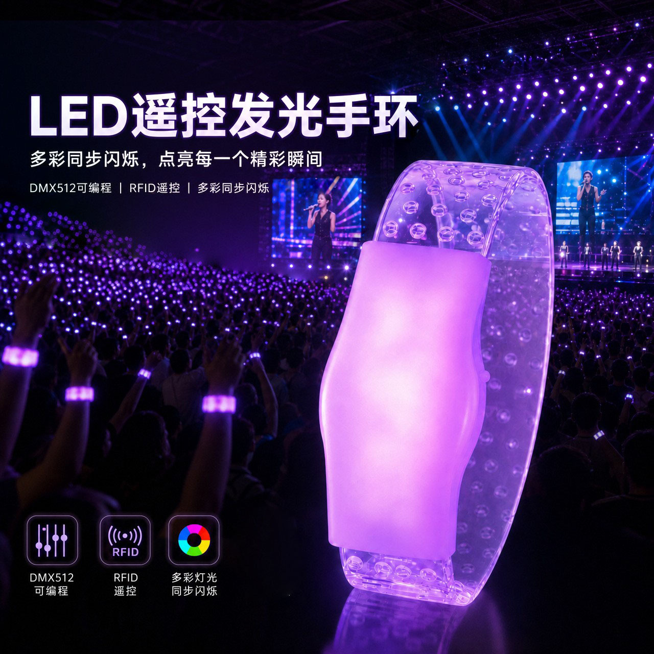 Concert bar promotional gift LED light-up wristband cheer prop running sports flashing wristband for night running