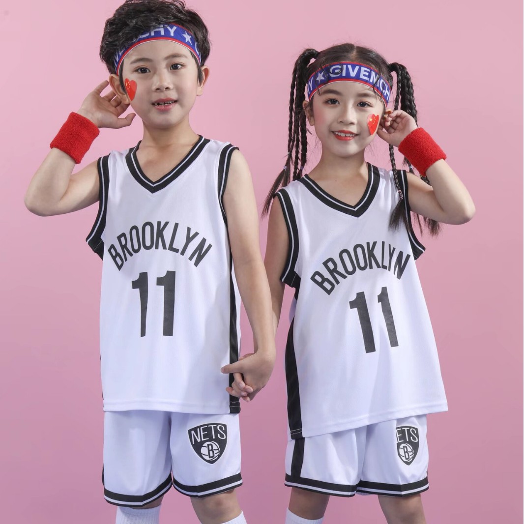Nets No.7 No.11 Durant Basketball Suit Collar Kindergarten Children Adult Performance Suit Competition Suit 3XS-5XL