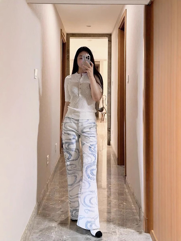 南油香奶奶沙滩系列三色高腰直筒牛仔裤女气质甜酷休闲百搭|undefined