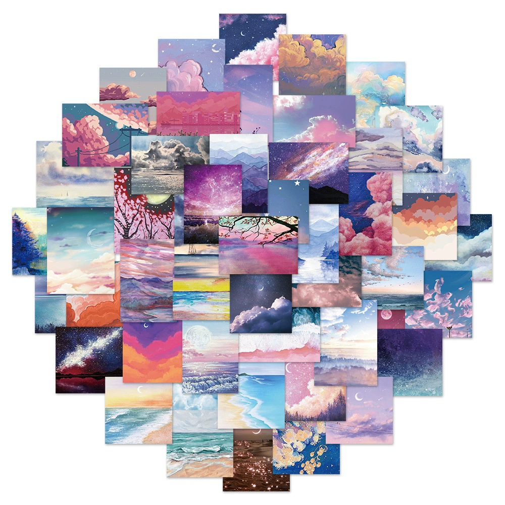 50 штук неповторяющихся живописных целебных наклеек персонализированные граффити холодильник ноутбук багажные наклейки