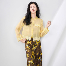 2506104-新中式高级感雅致真丝欧根纱上衣夏季新款时尚南油女外套