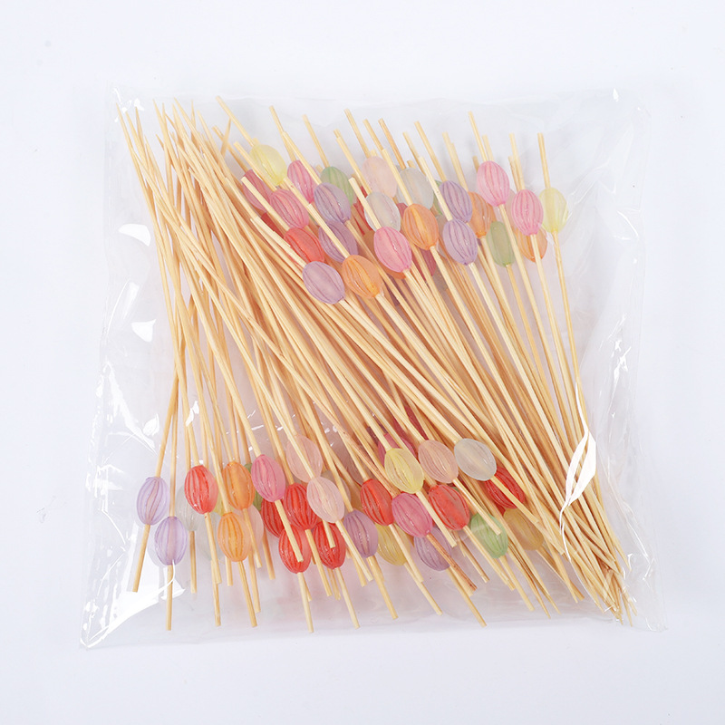 Frutas desechables lindas pequeñas flores frescas coloridas postre sushi hamburguesas de arte frutas bambú palo al por mayor