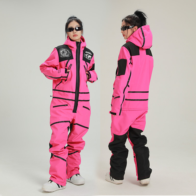 Professional one-piece snowboard suit men's and women's snowboard suit thickened couple double board one-piece_voghion.com