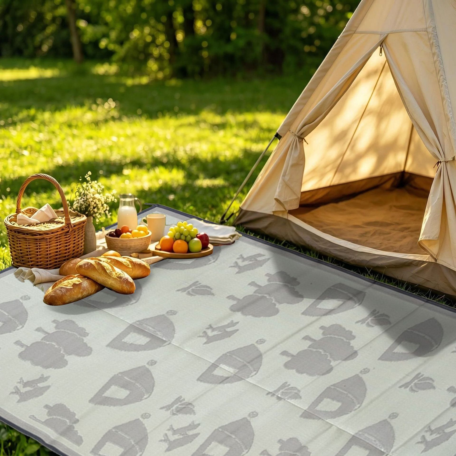 Inventario 2x3m gran tamaño paja de plástico césped picnic al aire libre alfombra de piso PP tubo lavable fácil de limpiar playa image 4