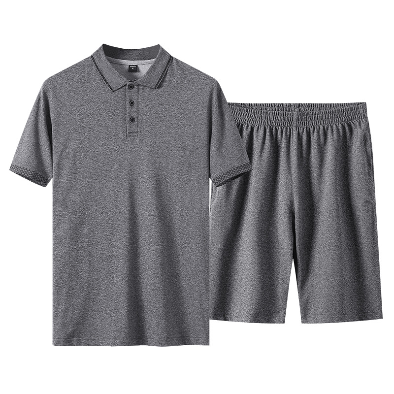 Trajes casuales para hombres, camisetas sueltas, pantalones cortos, camisetas polo para hombres de mediana edad, juegos de dos piezas