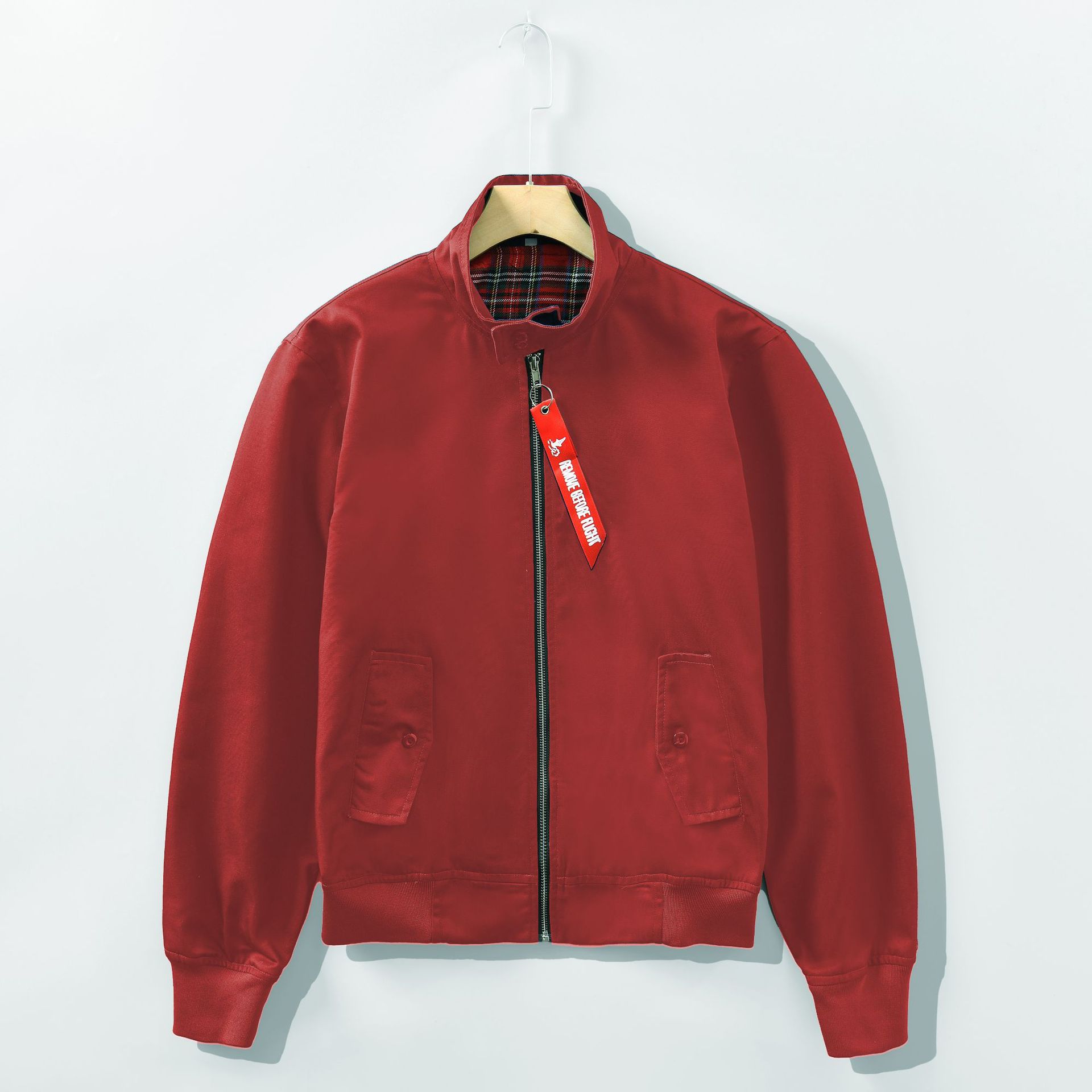 Estación europea marca de moda para hombres Collar de pie pareja de moda chaqueta de adelgazamiento de ajuste Delgado chaqueta de piloto de abrigo casual