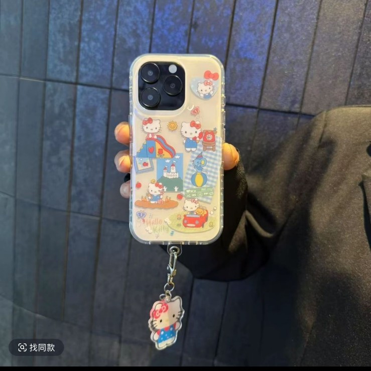 爆款圆边双层多巴胺kt猫适用iphone16promax苹果15可爱13手机壳14|undefined