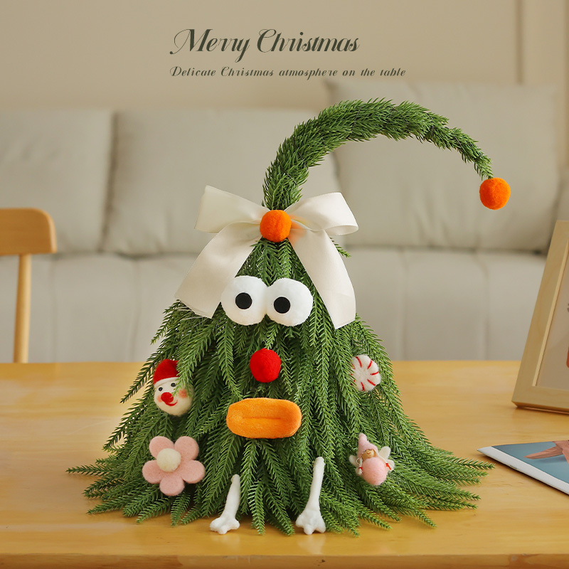 árbol de Navidad de cuello inclinado árbol de Navidad mini árbol de Navidad escritorio con lámpara artificial nueva simulación pequeña