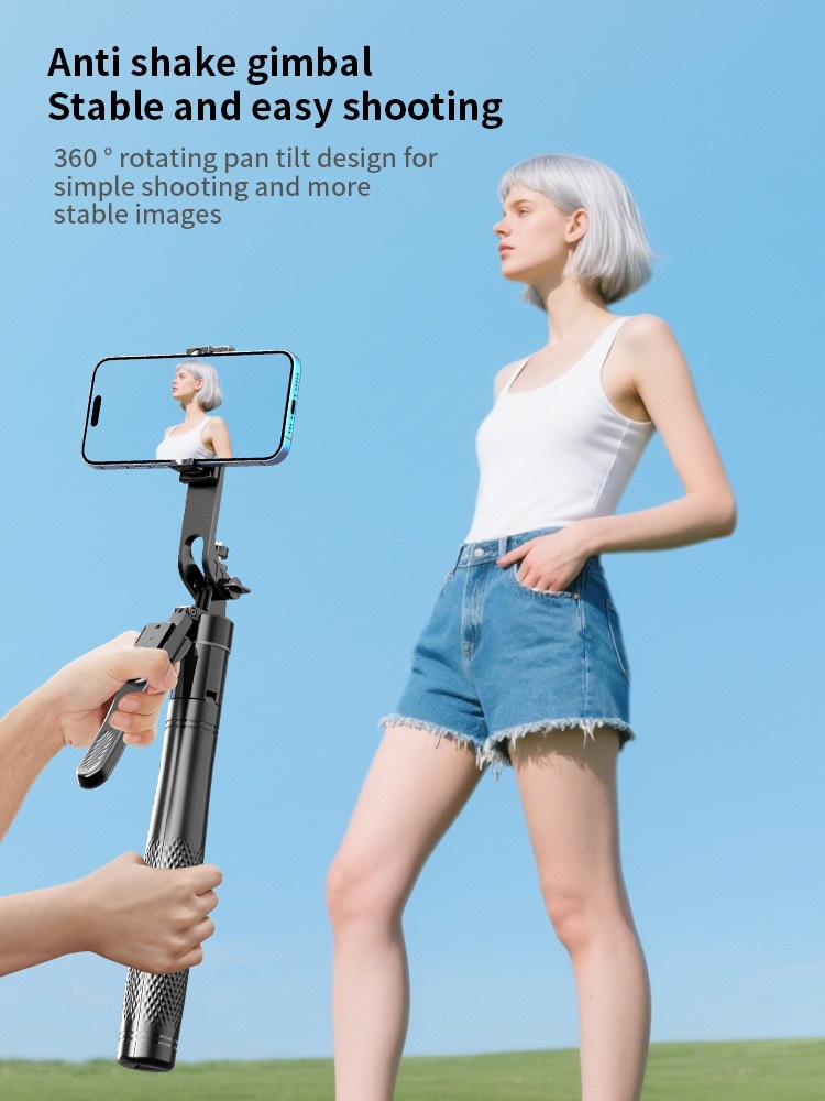 K29 Telefoon Bluetooth Afstandsbediening Statief Selfie Stick Vierassige Handheld Stabilisator Live Streaming Vloerstatief 2,15 m_voghion.com